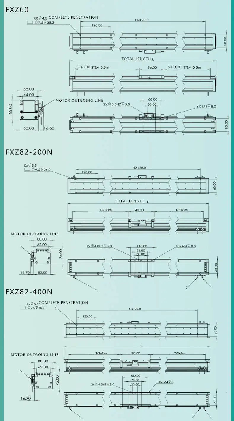 Ironless 3 Phase Direct Drive Rail Guide Linear Module Magnetic U Channel Motor Gantry System